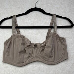 Chantelle Bralette Demi Brown pinstripe Lace Trim Underwire 140 3515 36F/DDD
